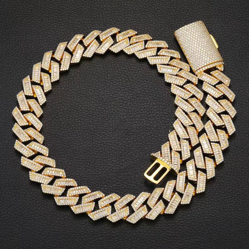 Baguette Cut Moissanite Cuban Link Chain Gra Certification Hip Hop Fine Jewelry S925 Cuban Chain