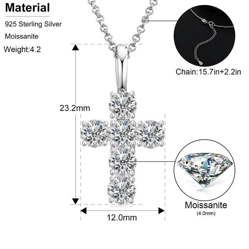 Dropshipping Fashion Jewelry Men Women 925 Sterling Silver Pass Diamond Tester VVS Moissanite Diamond Cross Pendant Necklace