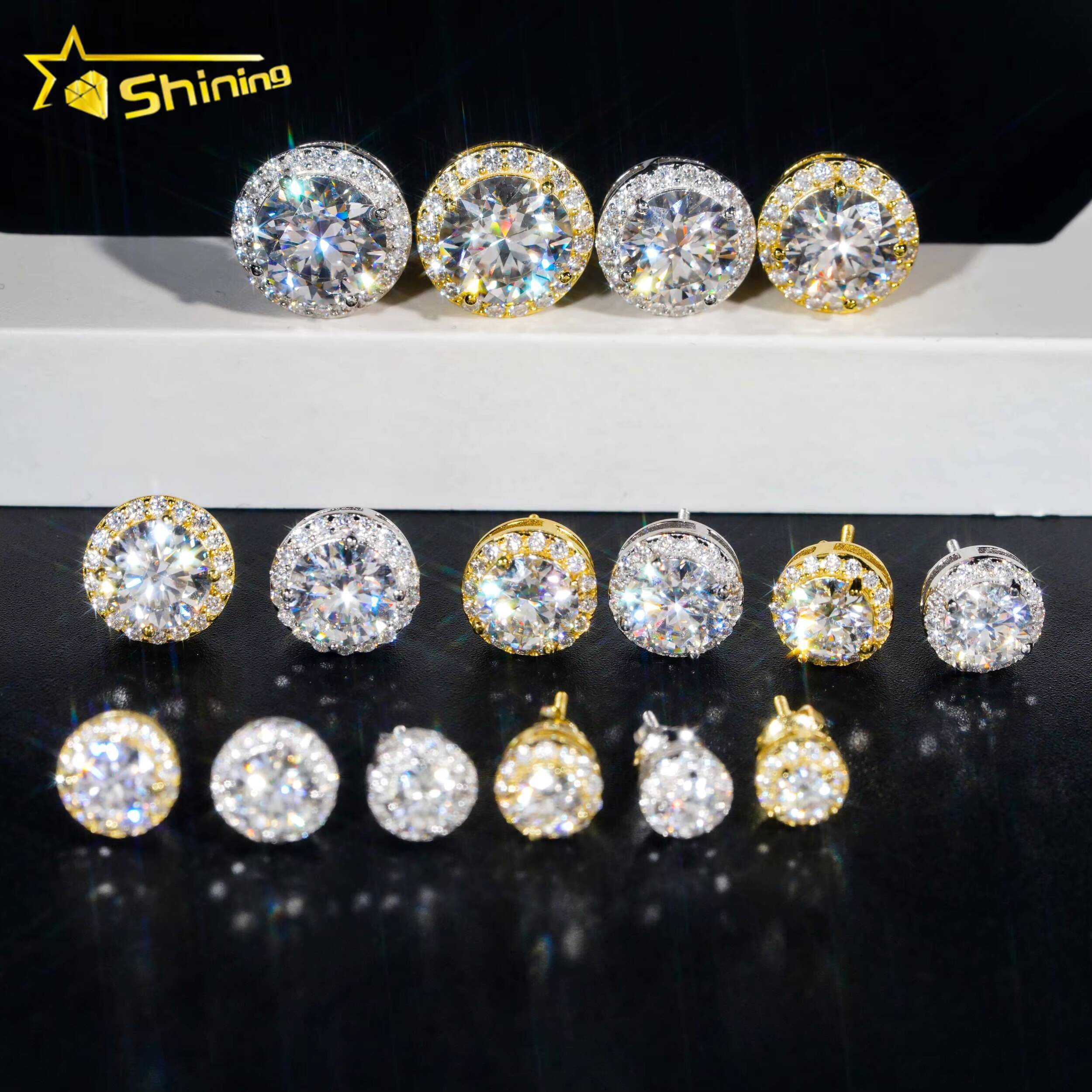Ready to Ship New Arrivals Classic Pass Diamond Tester 925 Silver Gold Plated VVS Diamond Moissanite Stud Earring