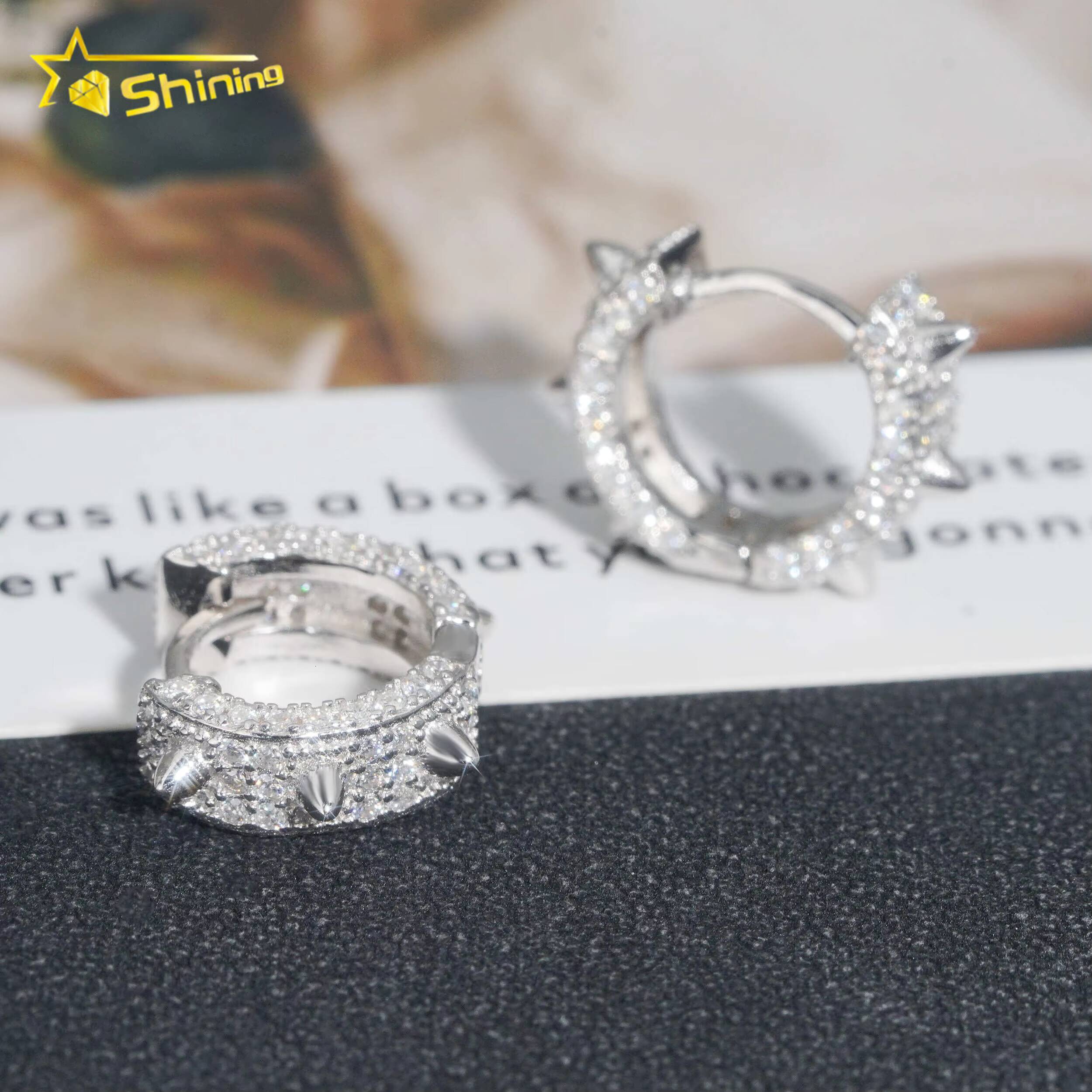 Hot Hoop Earring Fine Jewelry 925 Sterling Silver Gold Plated Iced Out VVS Diamond Moissanite Earrings