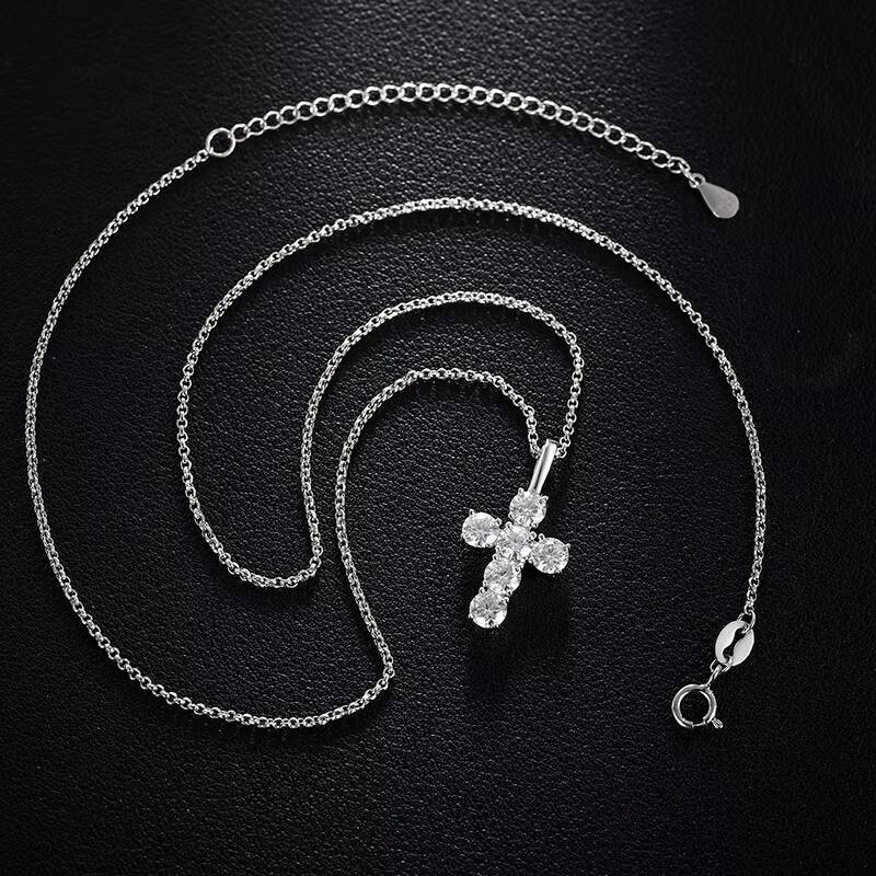 Dropshipping Fashion Jewelry Men Women 925 Sterling Silver Pass Diamond Tester VVS Moissanite Diamond Cross Pendant Necklace