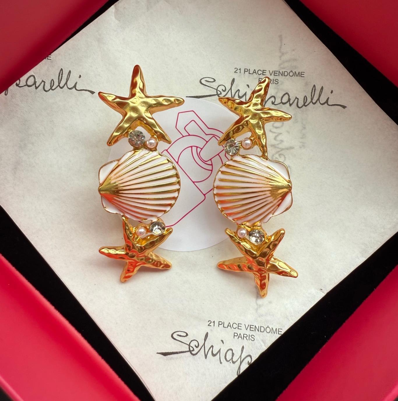 New Designed women Vacation style starfish shell conch earrings 18K gold plated brass ear stud Designer Jewelry Schiaplli-NE10
