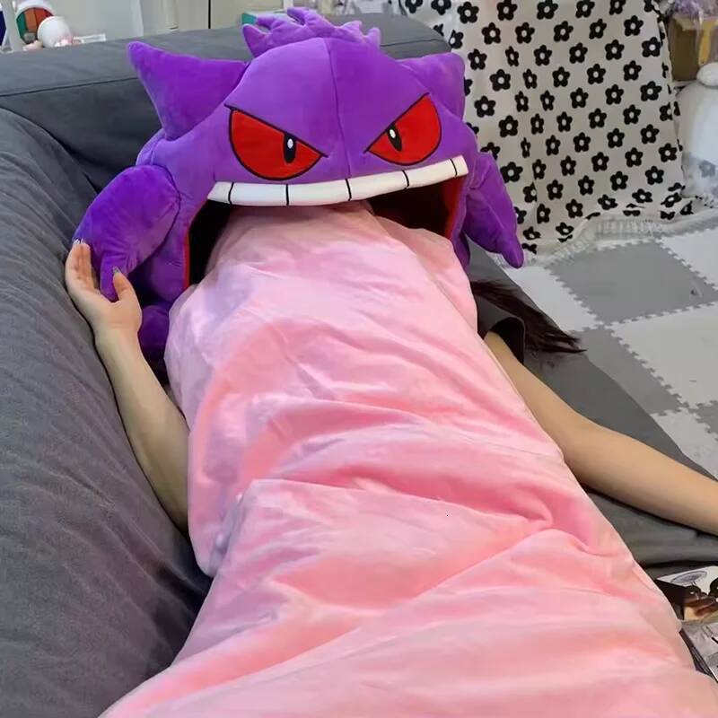 Gengar Plush Pillow and Nap Blanket Set, Purple Pink Anime Sleep Plush for Kids - view 5