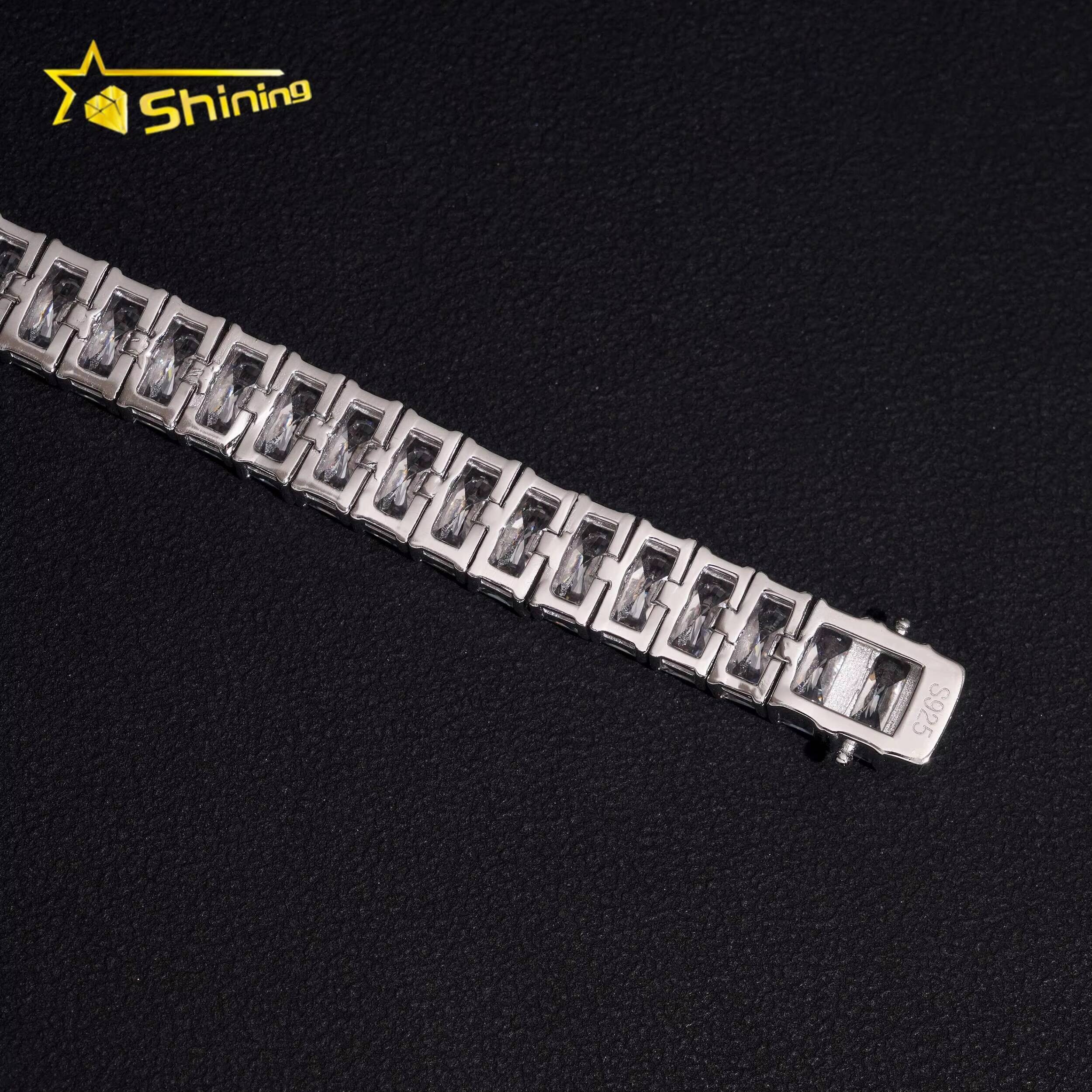 Pass Diamond Tester Fine Jewelry 925 Sterling Silver Iced Out VVS Moissanite Diamond Octango Cut 8mm Tennis Bracelet