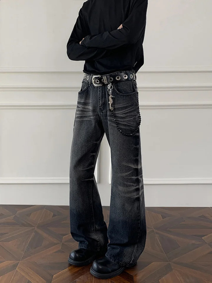 Cleanfit cat whisker gradient jeans for men autumn niche n pants American retro straight leg micro flared 260415BJ - view 3