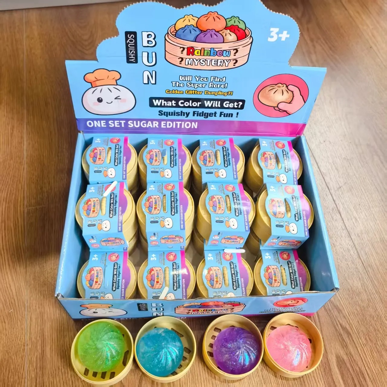 Colorful Dumpling Squishes NeeDoh Stress Balls Fidget Sensory Toys Simulation Food Squishies Bun with Steamer Squeeze Dough Ball Gifts BY sea