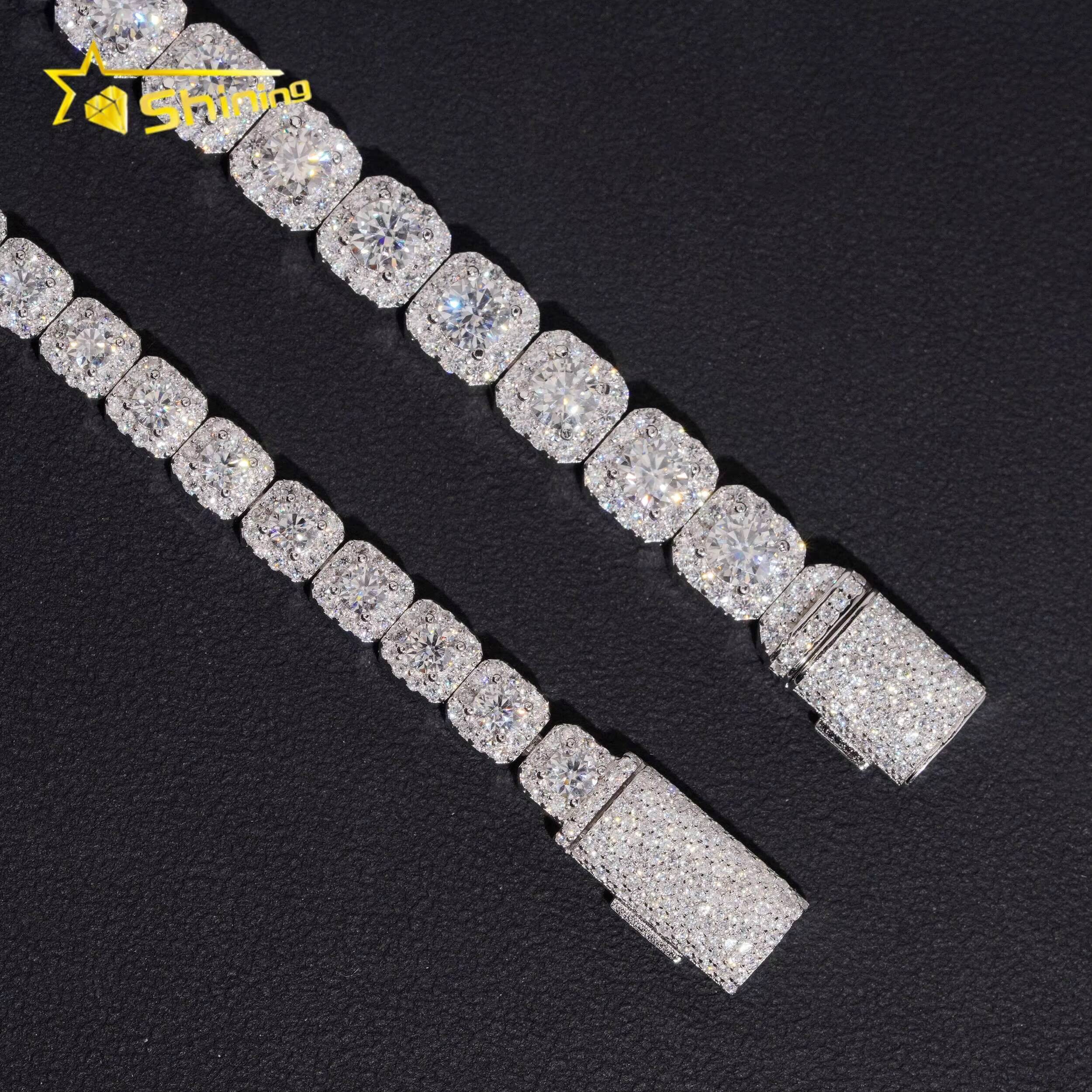 Pass Diamond Tester Hop Jewelry 925 Sterling Silver Iced Out VVS Moissanite 6mm 8mm Cluster Tennis Bracelet