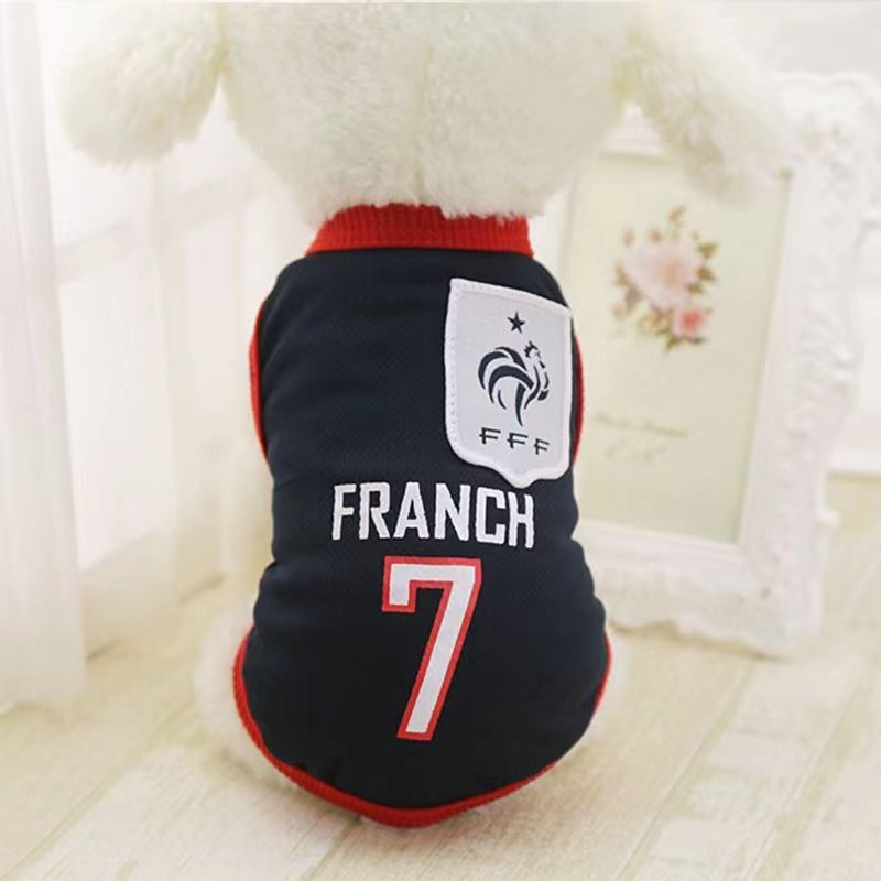 Small and medium-sized dog World Cup basketball jersey, golden retriever cat soccer vest, dog clothes