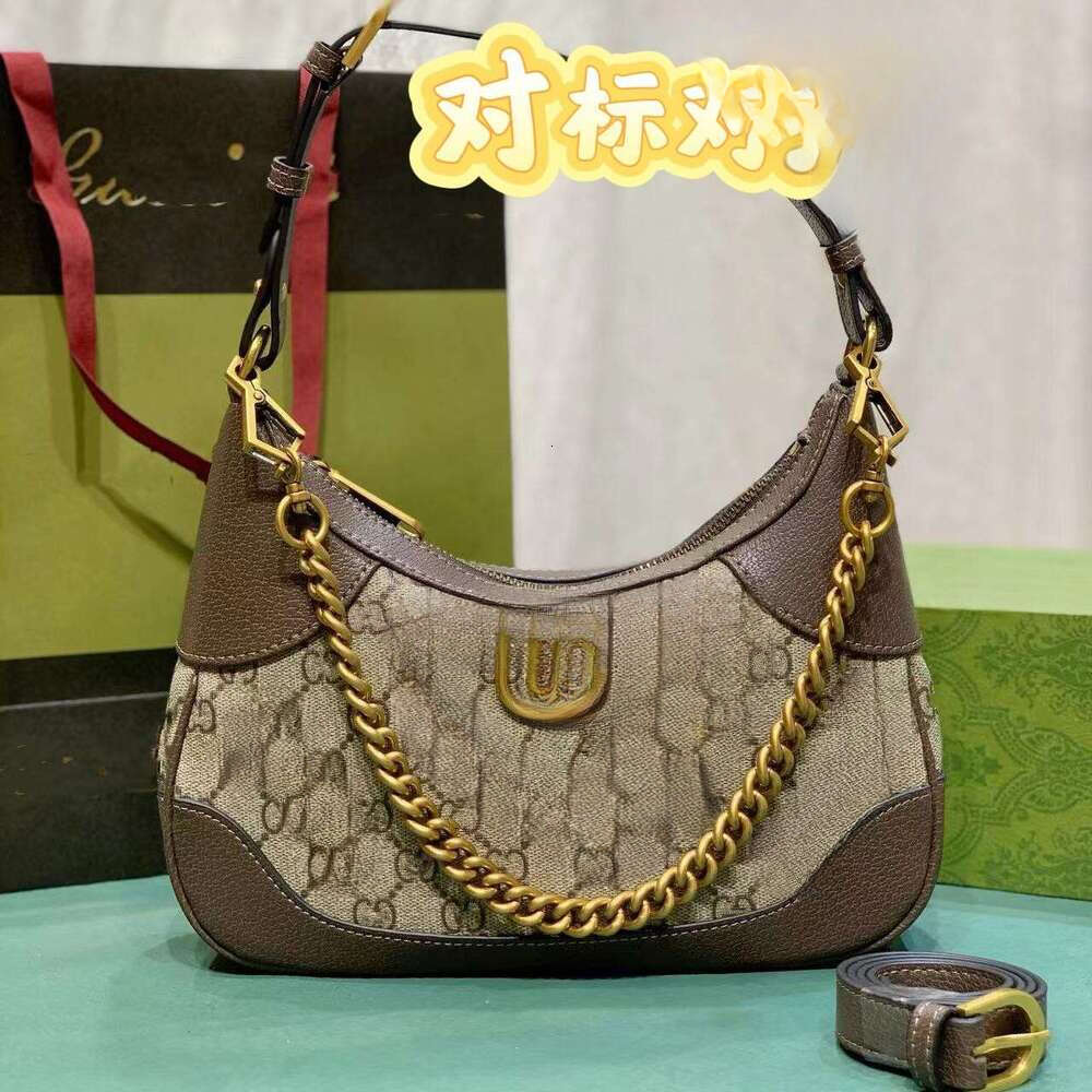 Gcciun Hobo Underarm G Crescent Half Moon Luxury Genuine Leather Single Shoulder Crossbody Chain Trendy Women's Bag Zipper Clutch Designer
