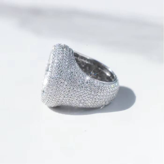 Fully Iced Out 925 Sterling Silver Hip Hop Rings Round Championship Ring Vvs Moissanite Ring
