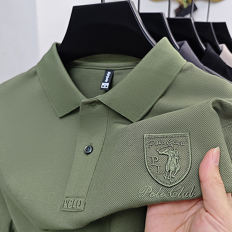 2026 New Designer Luxury Brand Fashionable Pure Cotton Men's Short Sleeved T-shirt Summer Breathable Simple Polo Shirt Versatile Casual Men'