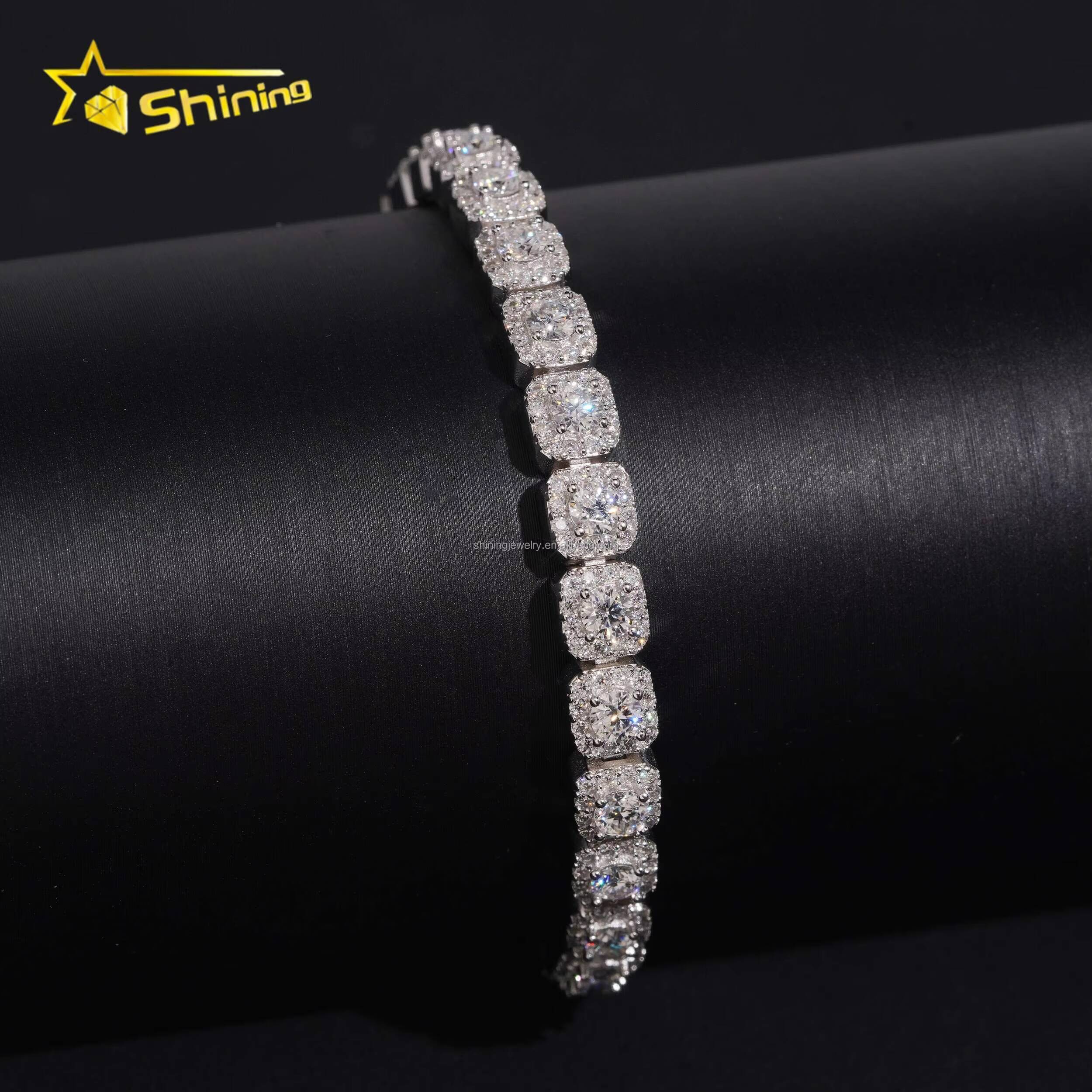 Fashion Popular New Arrivals Hip Hop Man Style 8mm Vvs Moissanite Iced Out GRA Certificate S925 Silver Cluster Tennis Bracelet