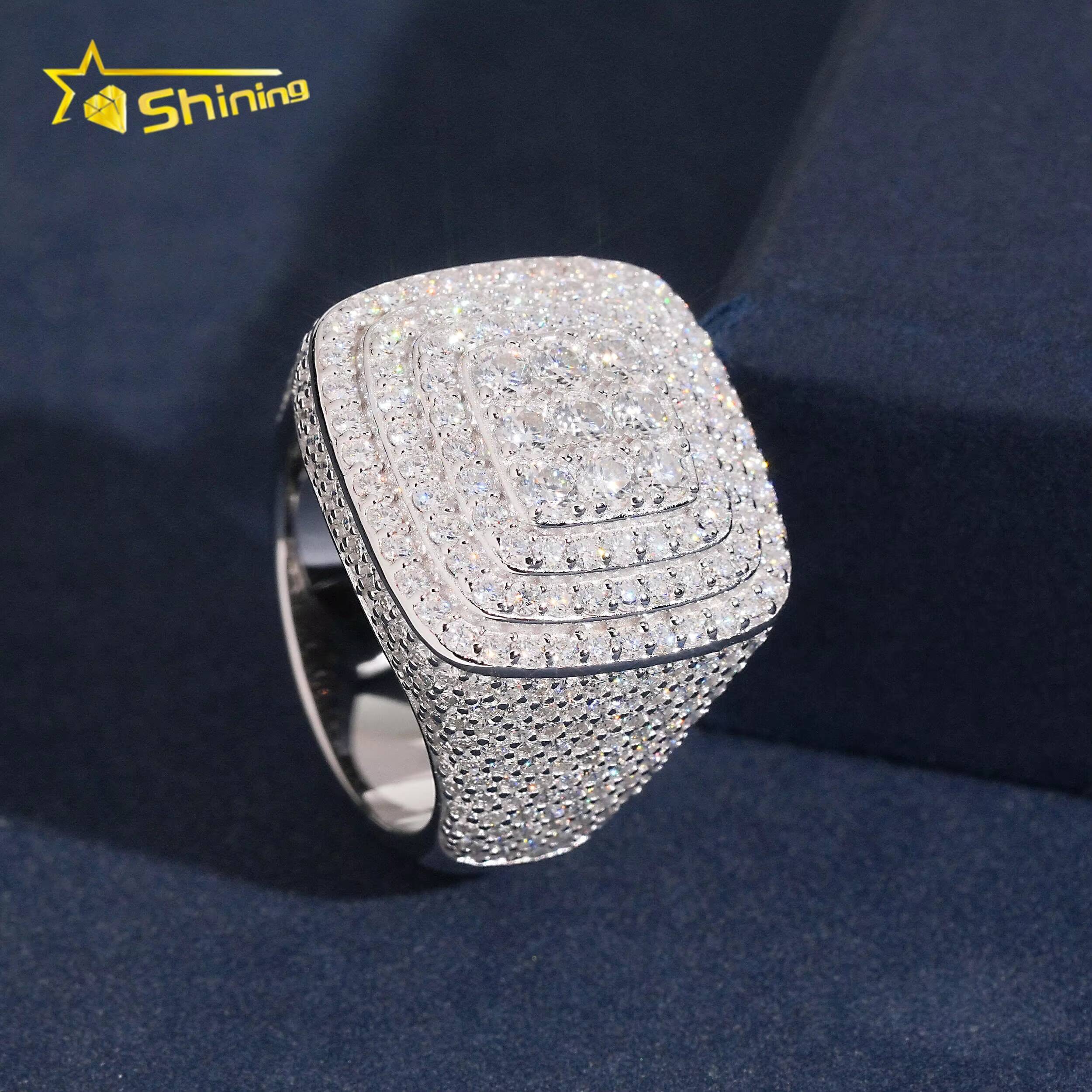 New Arrivals Pass Diamond Tester Fine Jewelry 925 Silver Men Iced Out VVS Moissanite Rings
