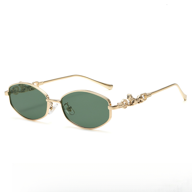 High End Cross-border New Small Frame Metal Cheetah Designer Sunglasses Unique And Fashionable Outdoor UV Resistant Sunglasses Wholesale