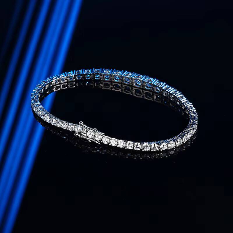 QYT Jewelry S925 Sterling Silver Gradient Moissanite Bracelet Womens Fine Tennis Bracelet