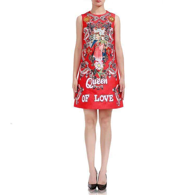 Luxury New Year Women Embroidery Dress A line Sleeveless Beading Pencil Straight Dresses Red Shinny Party Evening Clothing MAKOUFEI