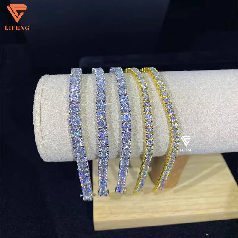 Lifeng 3/4/5MM Tennis Bracelet Iced Out Moissanite 925 Sterling Silver Trending Bracelet Fashion Jewelry Womens Tennis Bracelet