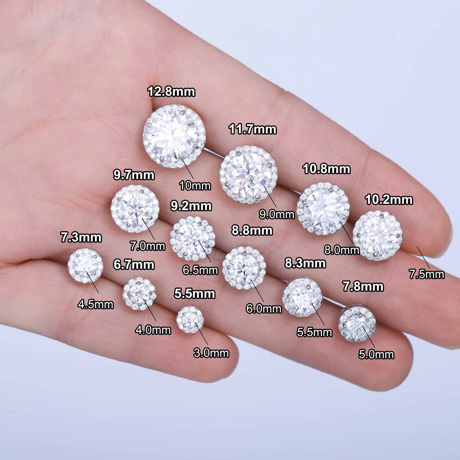 Jewelry Dropshipping Supplier Fashion Gold Plated 925 Sterling Silver Stunning VVS Moissanite Diamond Halo Earrings Stud for Men