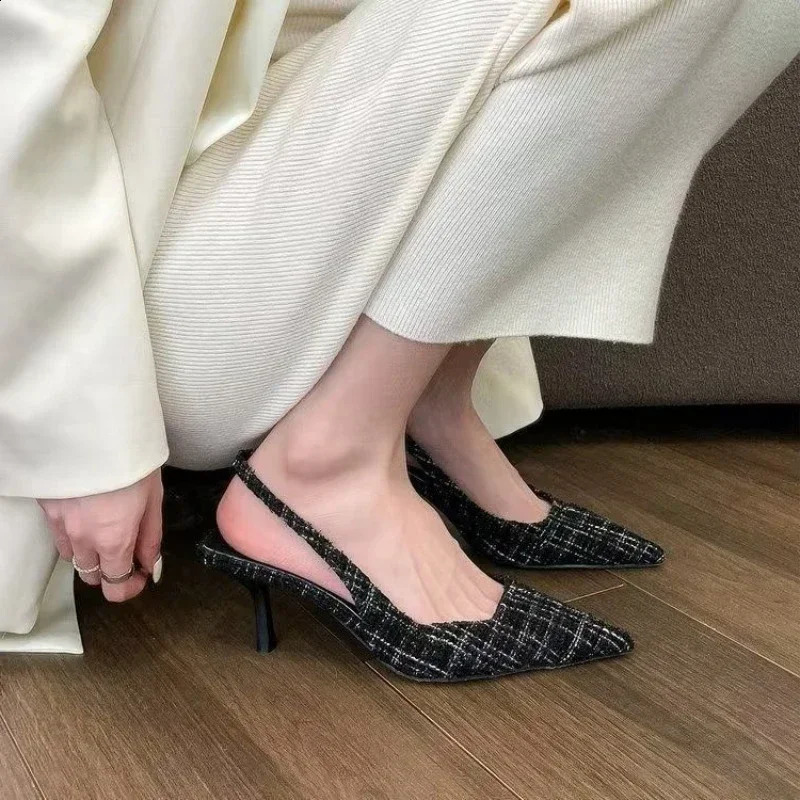 Fashion ned knitted platform heels for women pointed-toe party shoes comfortable large-size summer stiletto sandals 260415
