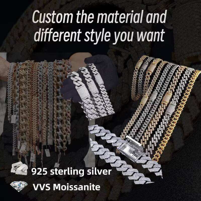 Fine Jewelry Necklaces Halo Style Colorful Vvs Diamond Cluster Tennis Chain 925 Sterling Silver Mens 10mm Moissanite Necklace