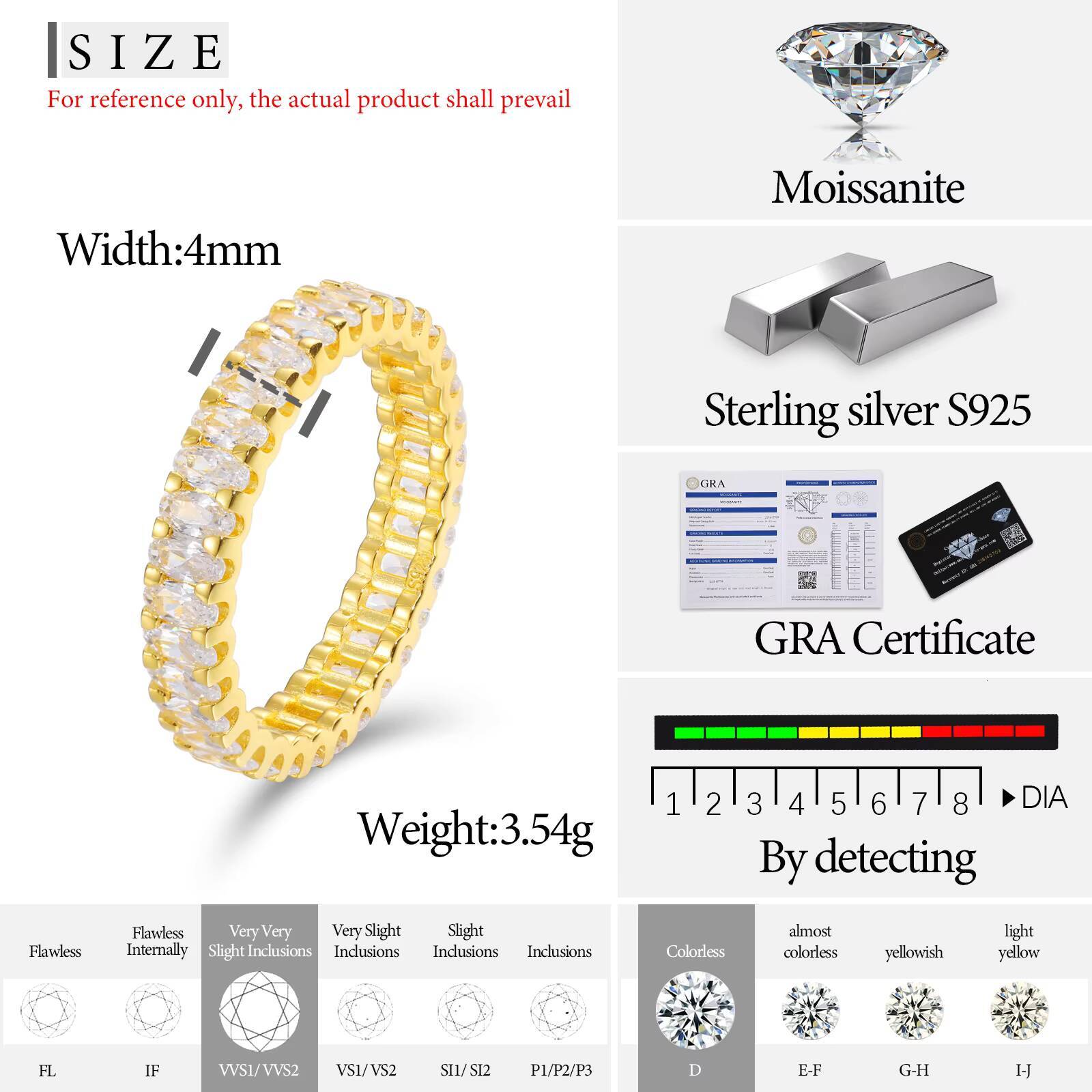 Dropshipping 4mm Oval Cut Moissanite Eternity Ring 925 Sterling Silver VVS Mossanite Diamond Fashion Engagement Ring