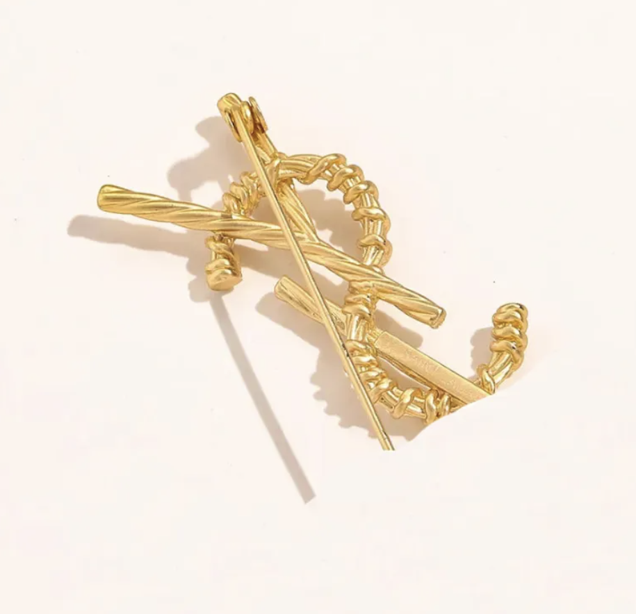 Gold-Plated Classic Letter designer Brooches Pin for Men & Women - Perfect Party Accessory Gift