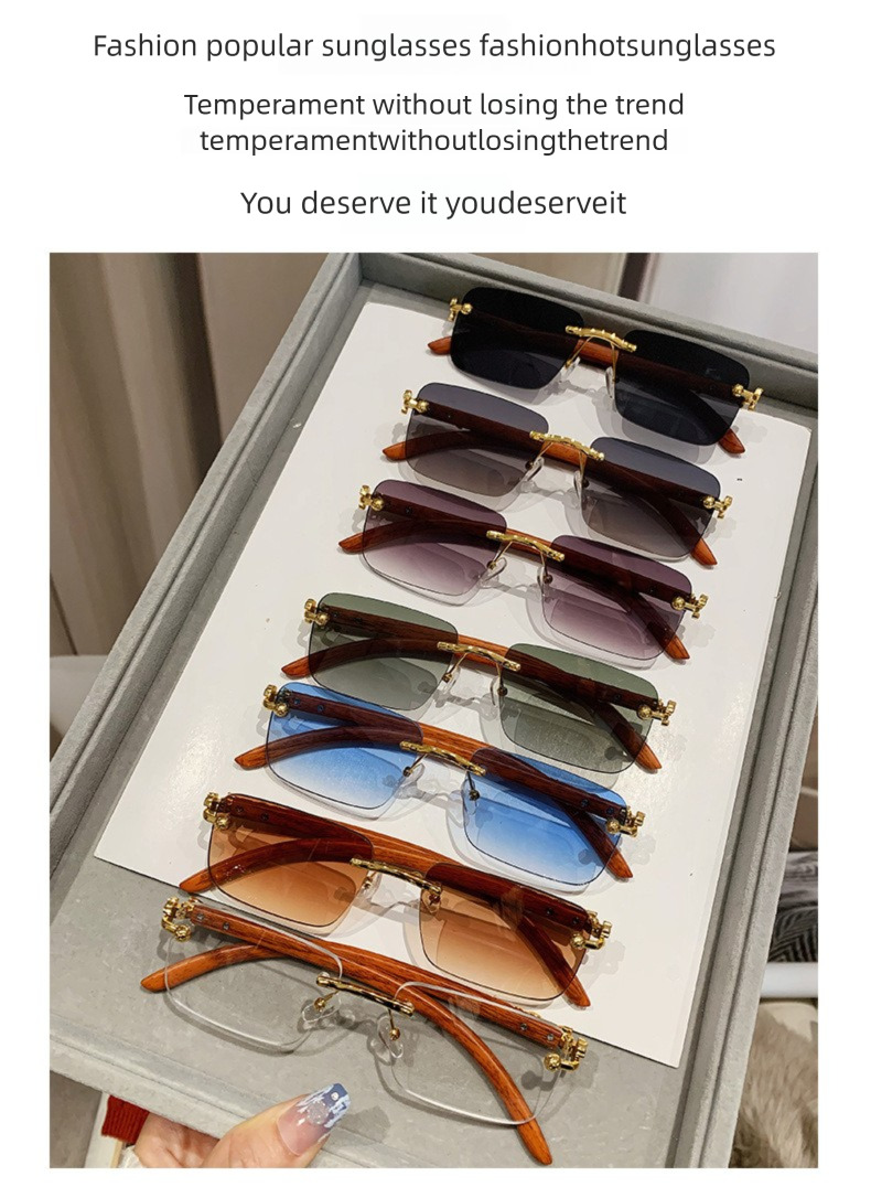 2025 New Fashionable Frameless Cutting Edge Outdoor Sunglasses Fashion Personality Leopard Pattern Arm Designer Sunglasses Cross Border Glasses Wholes