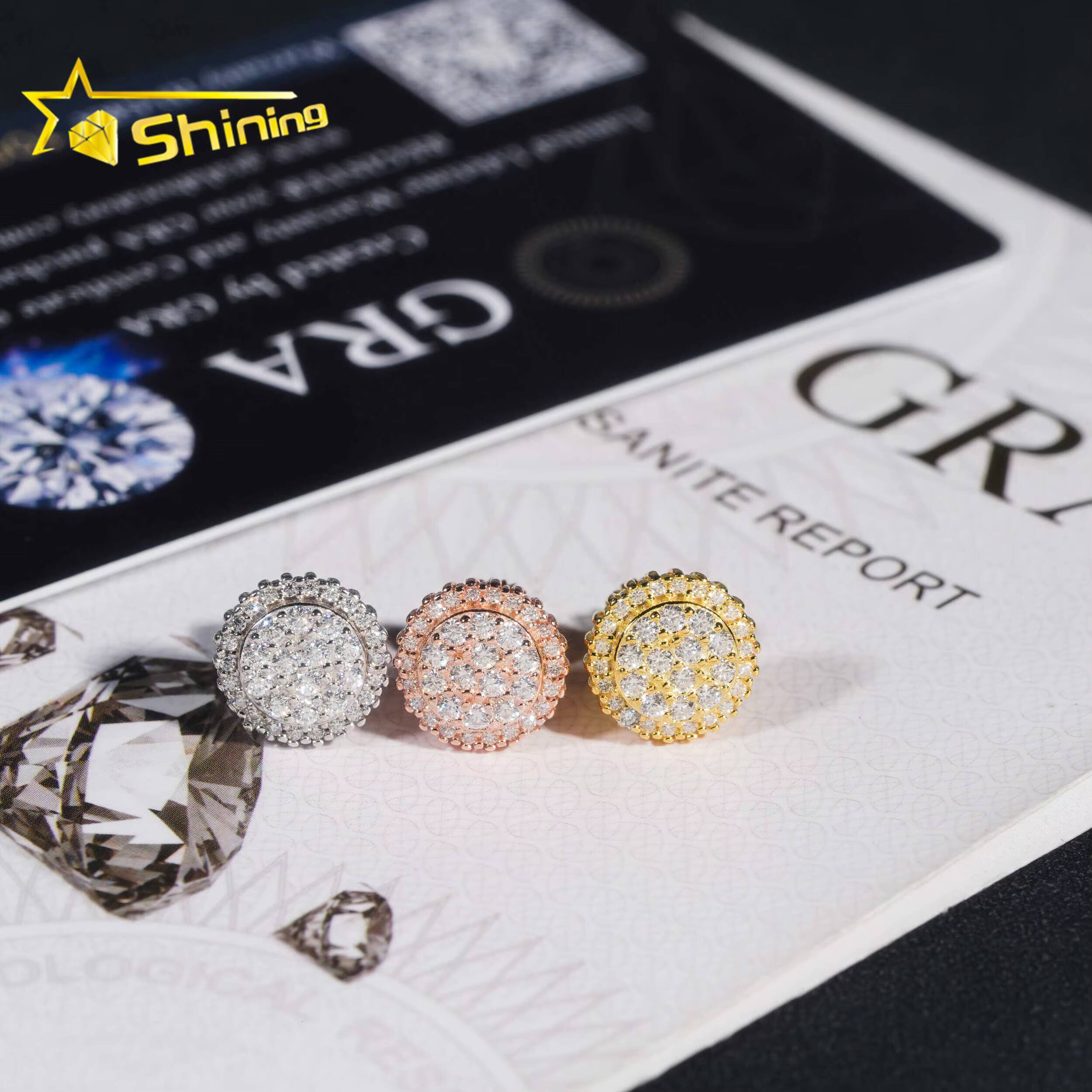 Ready to Ship Earring Fine Jewelry Gold Plated 925 Sterling Silver VVS Moissanite Diamond Screw Stud Earrings