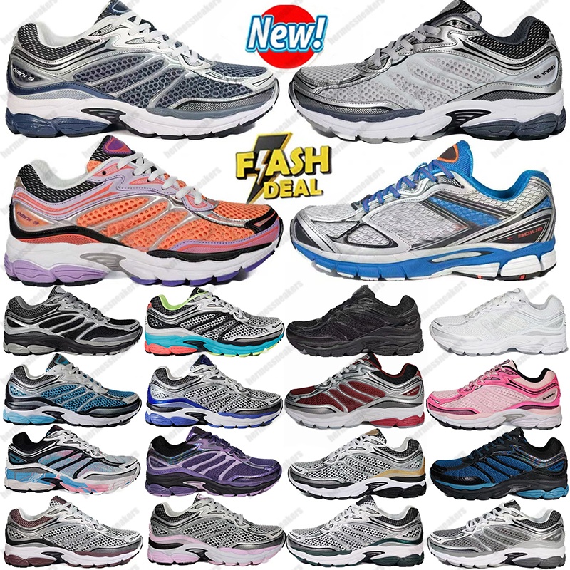 Designers Shoes Progrid Omni 9 Outdoor Running Shoes Shock Absorption Wear Resistant Thick Sole Grey Navy Blue Green Sneakers Size 36-45