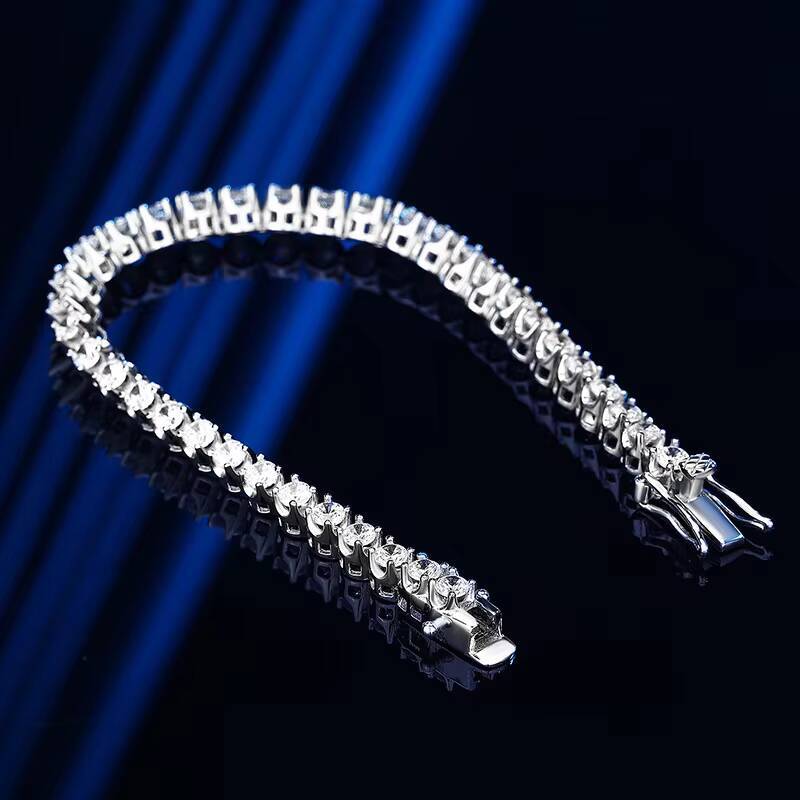QYT Jewelry AAAAA Zircon Bracelet Womens S925 Sterling Silver Ins Design Super Flash Full Diamond Tennis Bracelet