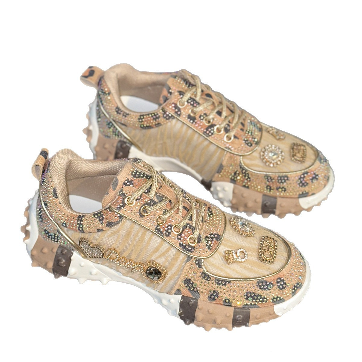 Hot selling Letter rhinestones Fashion Sports Durian Matcake sole Mesh Single Shoes Women's ddmythur