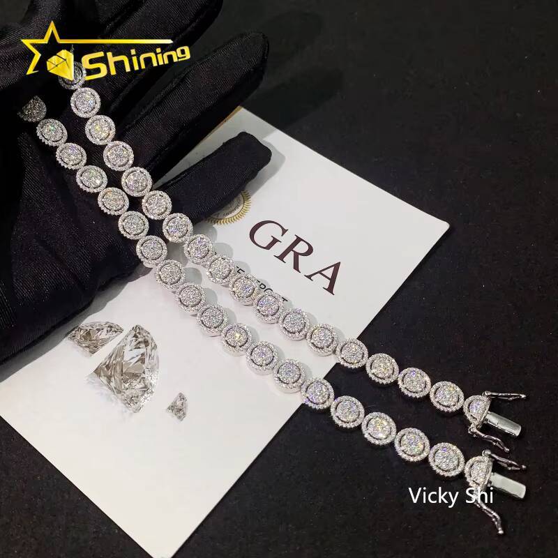 Hip Hop Jewelry 10MM Iced Out VVS Moissanite Cuban Bracelet Custom 925 Sterling Silver Mens Luxury Bracelet