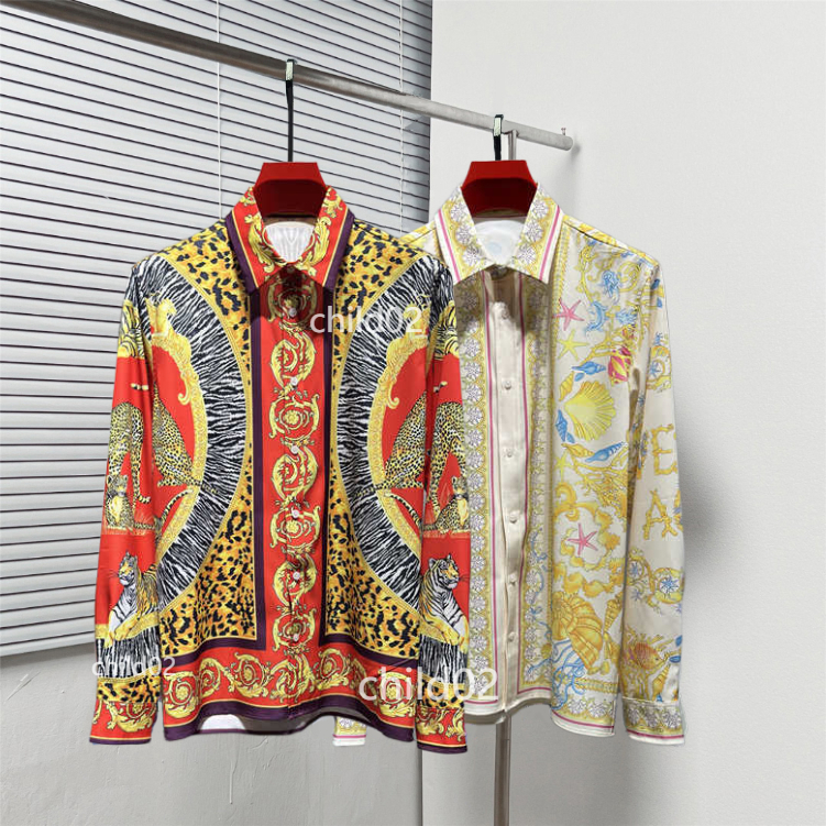 Luxury Designer Men's Dress sleeve Shirts New Fashion pattern Summer Casual Print Shirt Men's slim long sleeve shirt