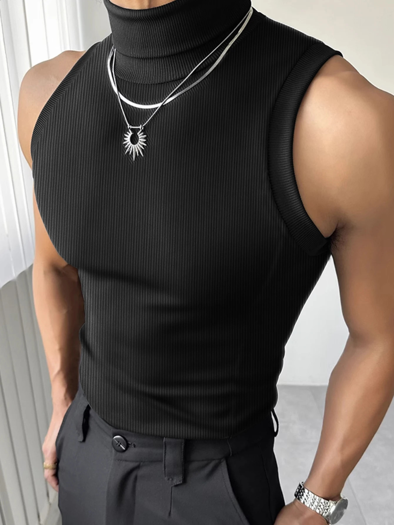 2026 Mens T-Shirt Casual Versatile Trendy Short Sleeve Top Mens Upperwear Tank Top 260415