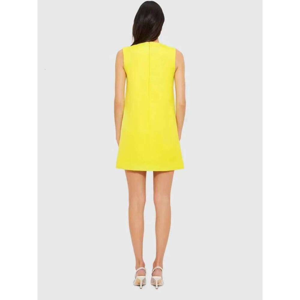 VGH Colorblock Spliced Appliques Short Dress for Women O Neck Sleeveless Patchwork Zipper Fashion Straight Dresses Female Summer MAKOUFEI