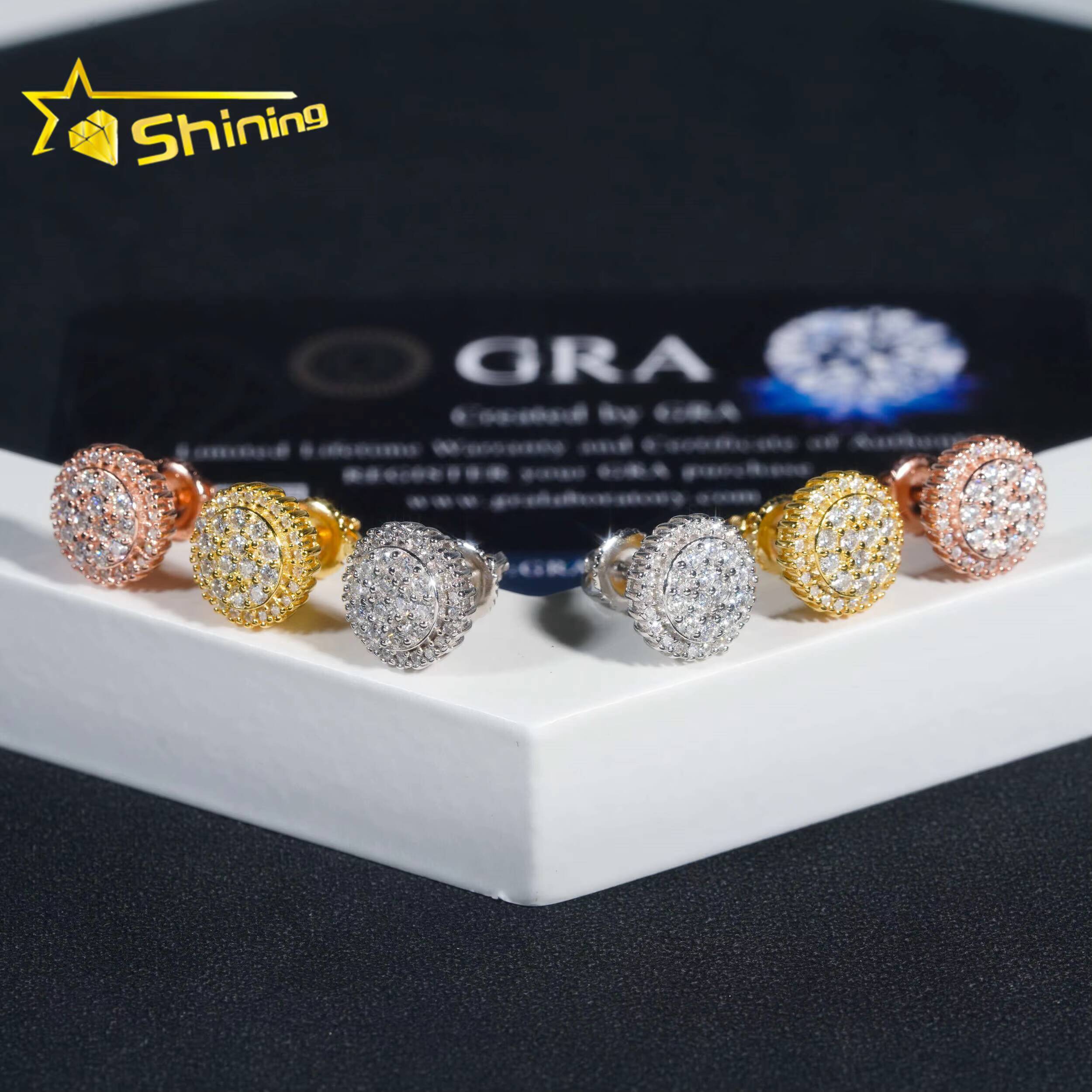 Ready to Ship Earring Fine Jewelry Gold Plated 925 Sterling Silver VVS Moissanite Diamond Screw Stud Earrings