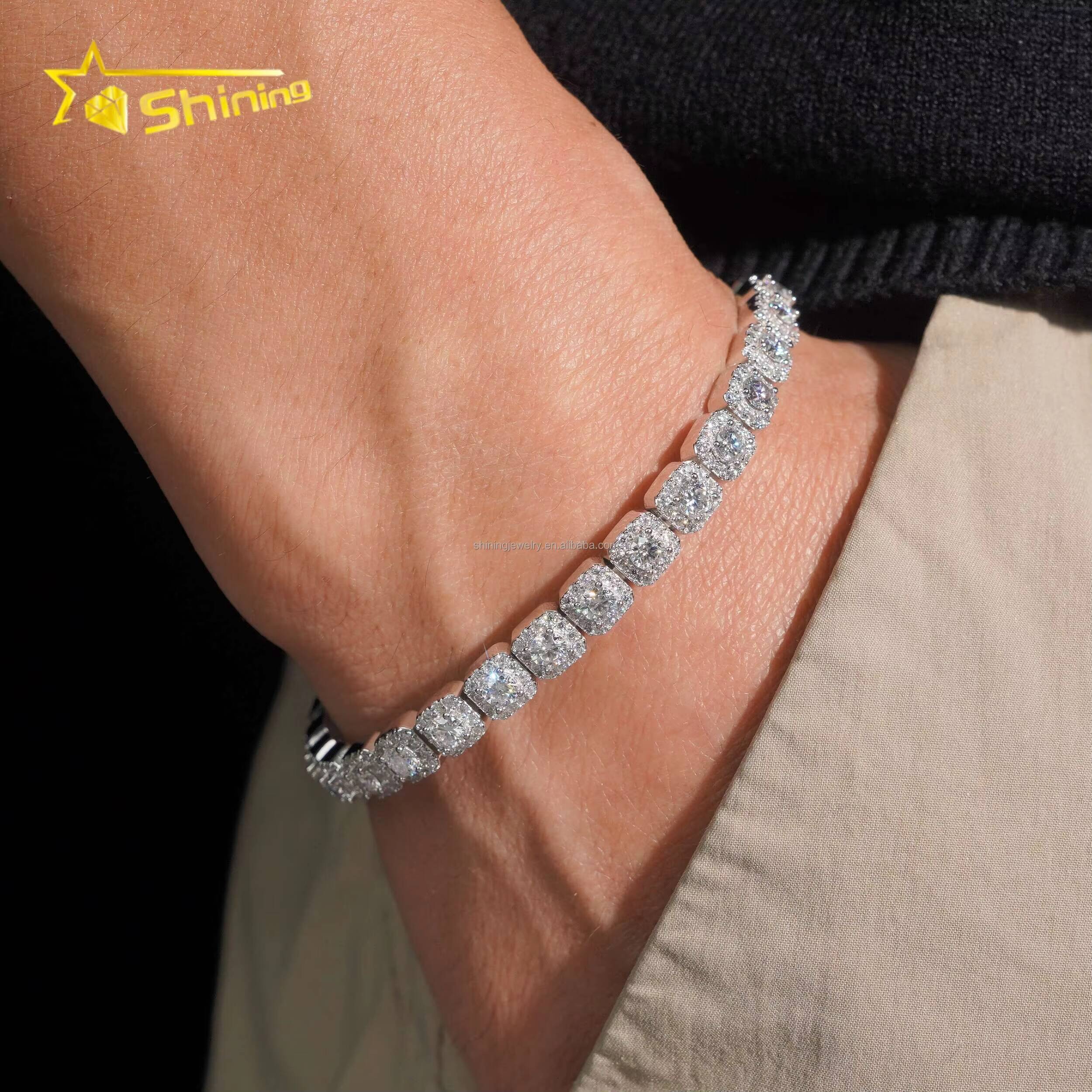 Fashion Popular New Arrivals Hip Hop Man Style 8mm Vvs Moissanite Iced Out GRA Certificate S925 Silver Cluster Tennis Bracelet