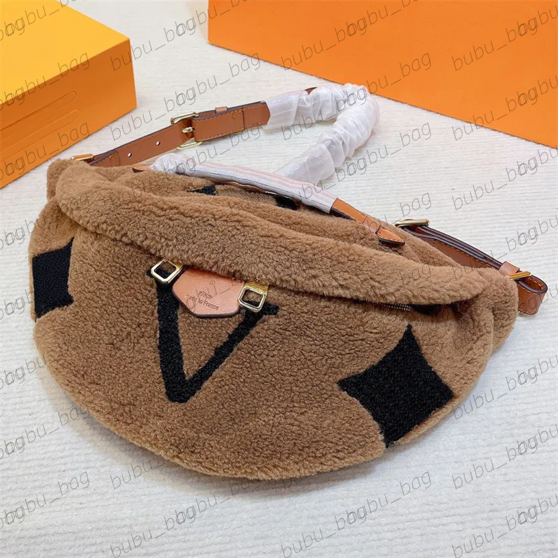 Men Designer Teddy Bumbag Shearling Belt Bag Women Luxury Crossbody Waistbag Designers Fluffy Bum Bag Fannypack Lambhair Shoulder Bag