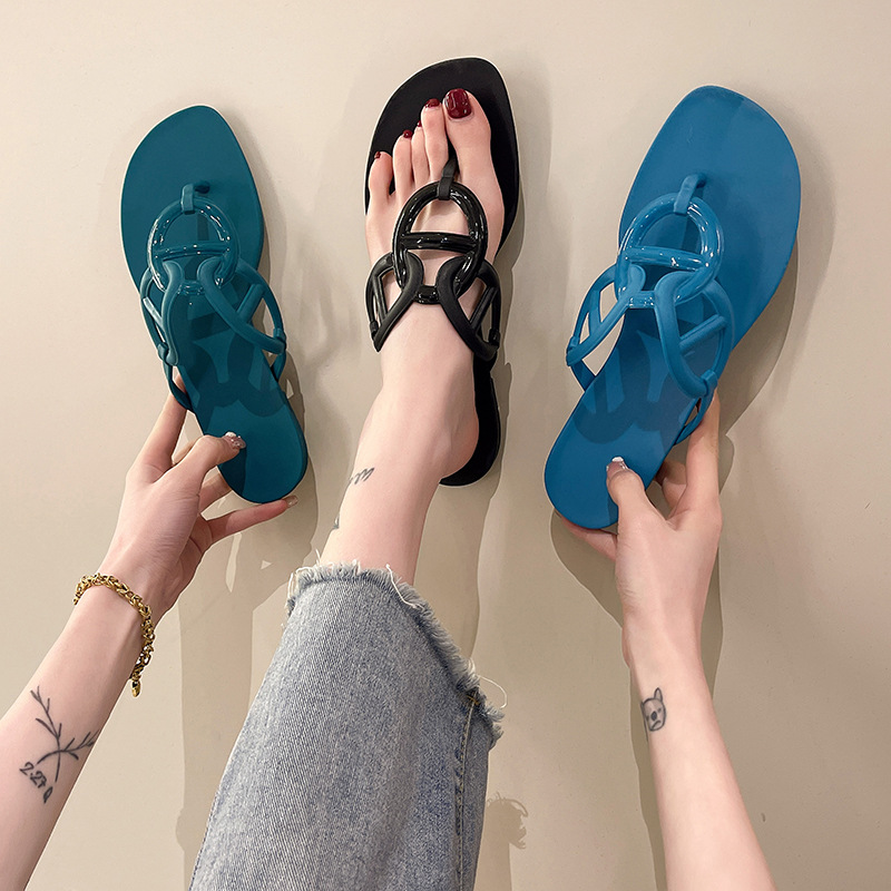 Hot new free shipping designer slippers for womens flat slippers blue black beige green Fashionable and versatile flat casual slippers