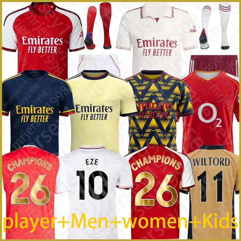 2026 Arsenasljersey kit jersey football tops Soccer Jerseys vintage SAKA GYOKERES RAYA 26 27 EZE ODEGAARD RICE MADUEKE MARTINELLI HAVERTZ BERGKAMP HENRY retro kids