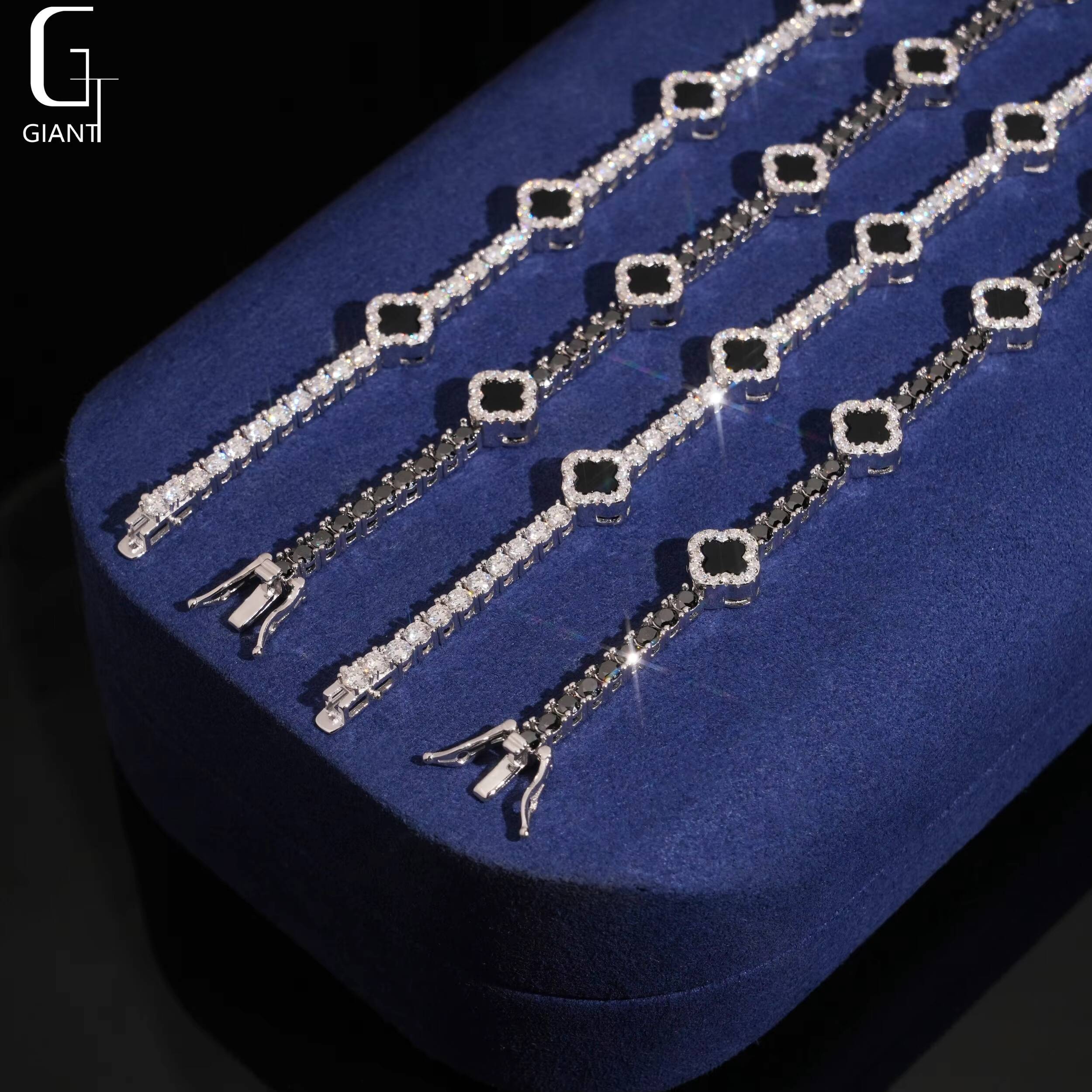 US Stock Pass Diamond Test VVS Moissanite Tennis Chains 925 Silver Tennis Bracelet Four Leaf Clover Moissanite Tennis Chains GRA