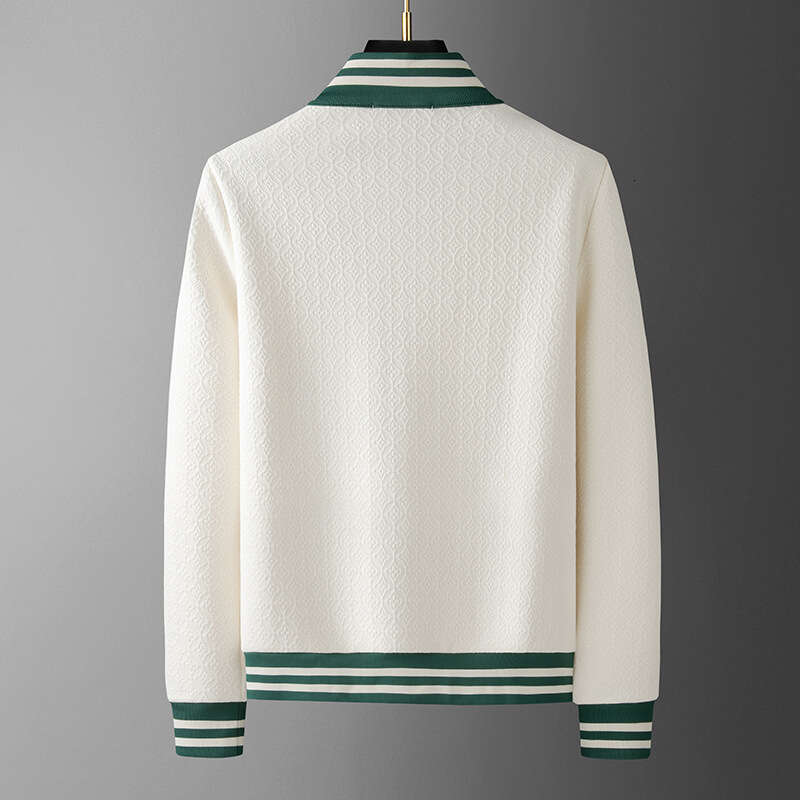 European High-End Jacquard Casual Jacket Trendy Brand Fashion Autumn New Men's Stand Collar Cardigan Sweatshirt