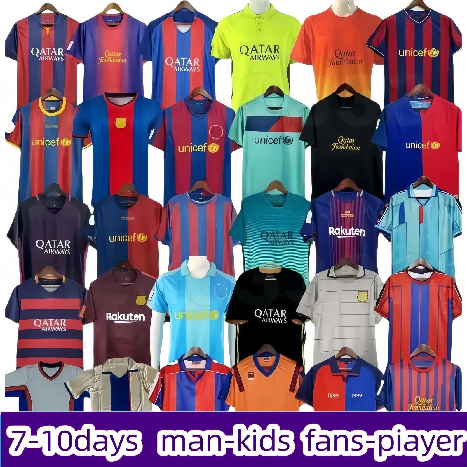 retro barcelona Soccer Jerseys 96 97 98 99 03 04 05 06 07 08 09 10 11 14 15 XAVI RONALDINHO RIVALDO GUARDIO PUYOL Iniesta finals maillot de foot