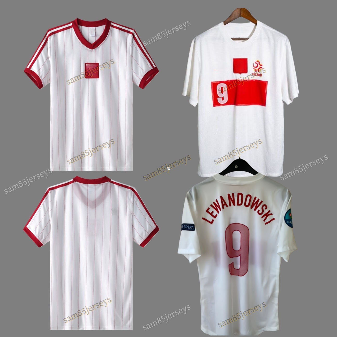 1982 Retro Soccer Jerseys Poland vintage short sleeve 82 12 LEWANDOWSKI classic Football shirts