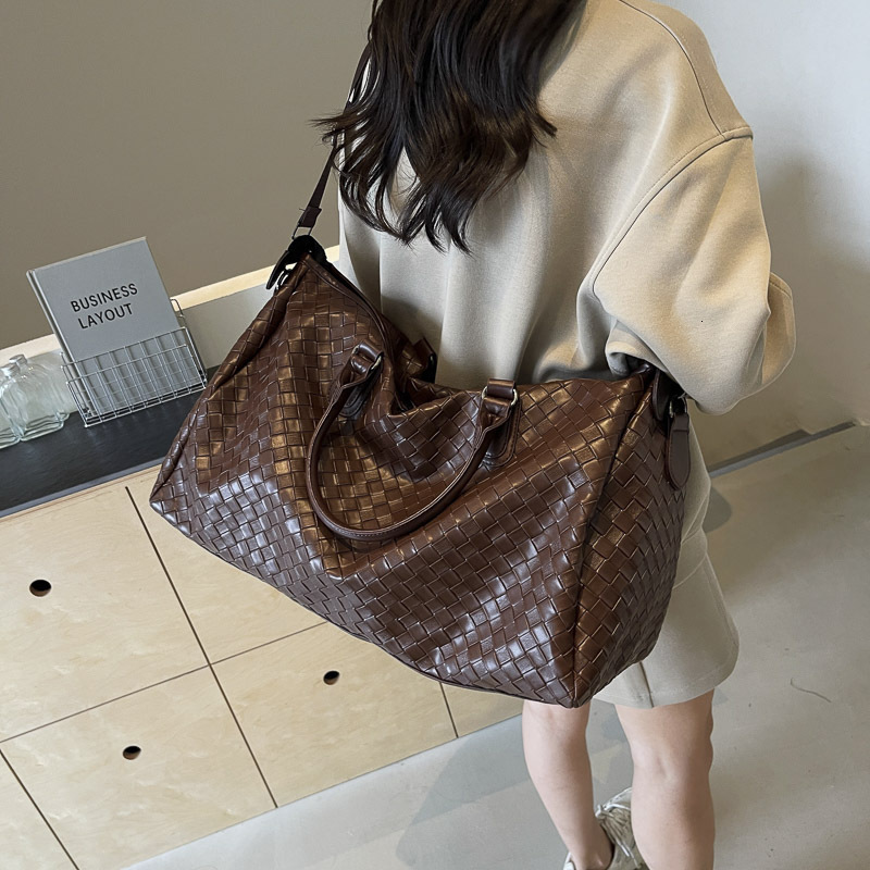 Vintage Travel Men, Large Capacity Business Trip Ruiying Handbag, Airplane Luggage for Women, PU Leather Sports Gym Bag - view 5