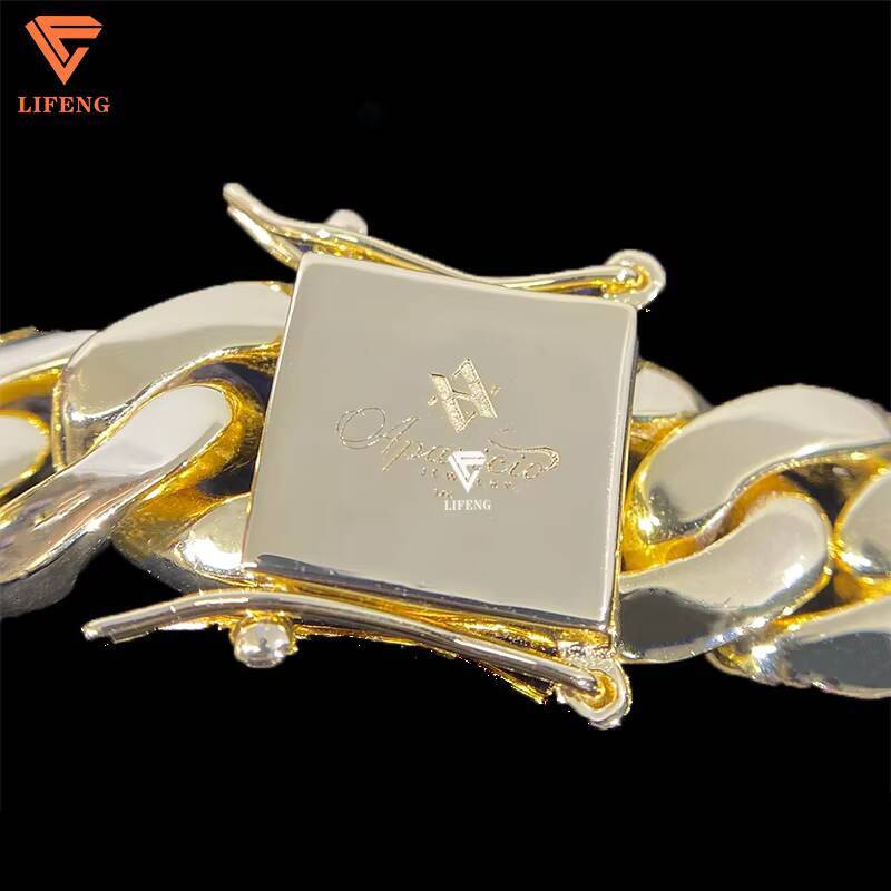 10k 14k 18k Gold Plated 925 Sterling Silver Cuban Link Chain for Men Plain Necklace 14mm Hip Hop Cuban Chain Custom Chain