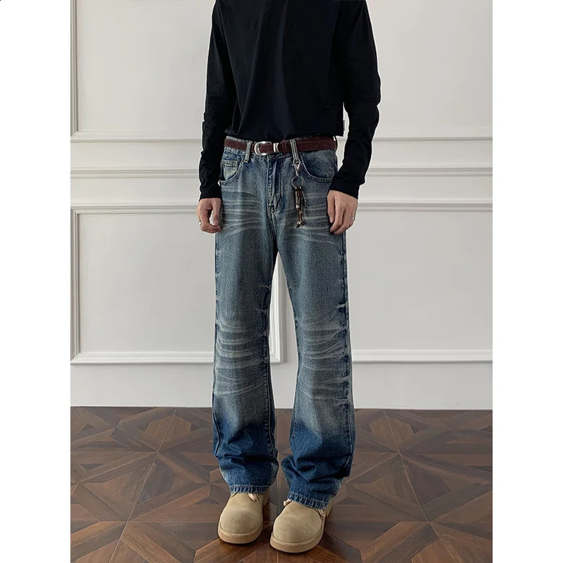 Cleanfit cat whisker gradient jeans for men autumn niche n pants American retro straight leg micro flared 260415BJ - view 6