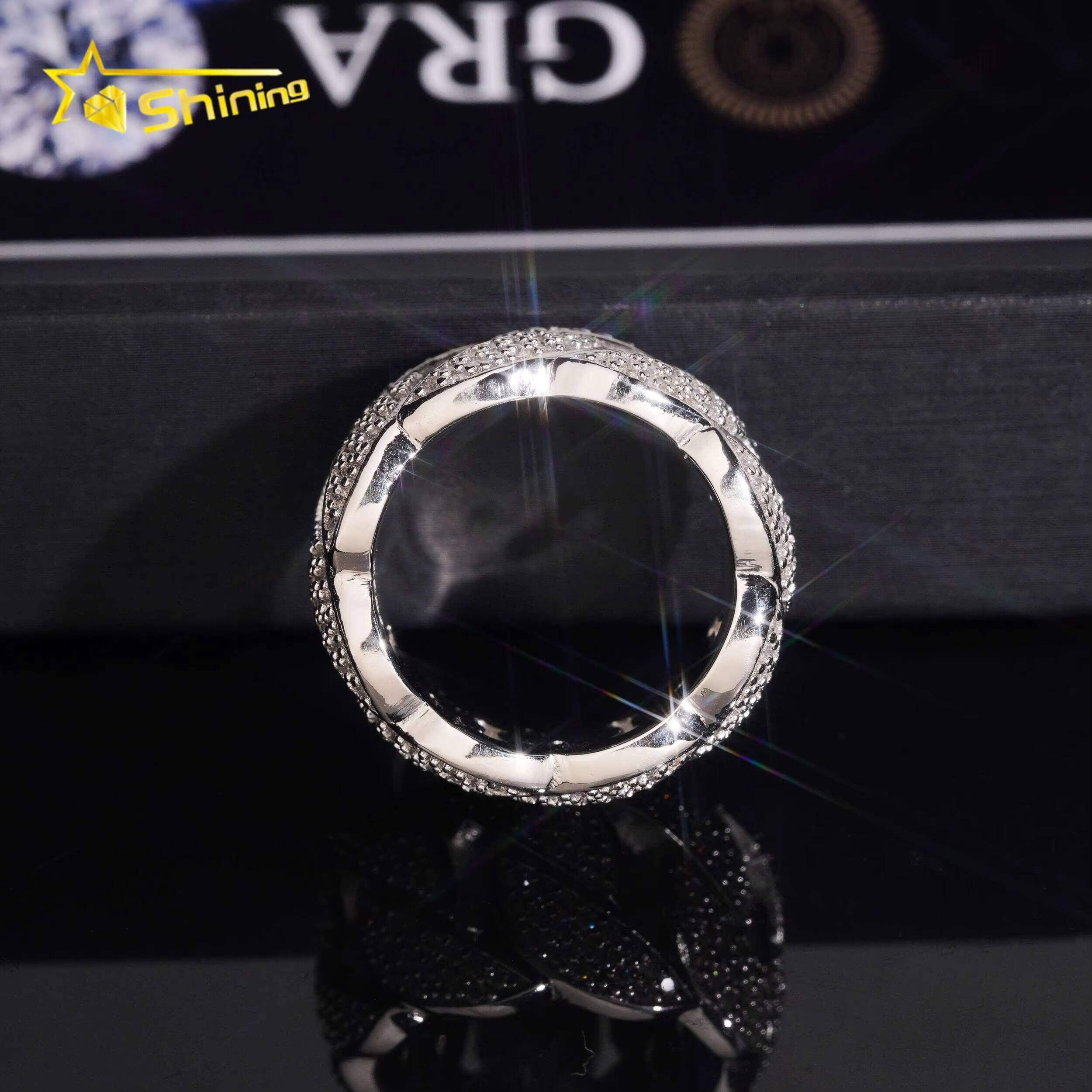 925 Silver Cuban Link Ring Fully Iced Out VVS Moissanite Ring Fine Jewelry Custom High Quality Men Weeding Rings