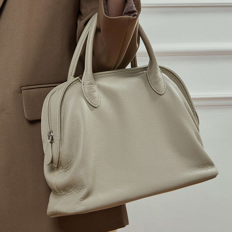 Unique Design Vintage Cowhide Shell Bag Women Luxury Old Money Style Large Capacity Shoulder Handbag Fashion All Match New Arrival SENYY