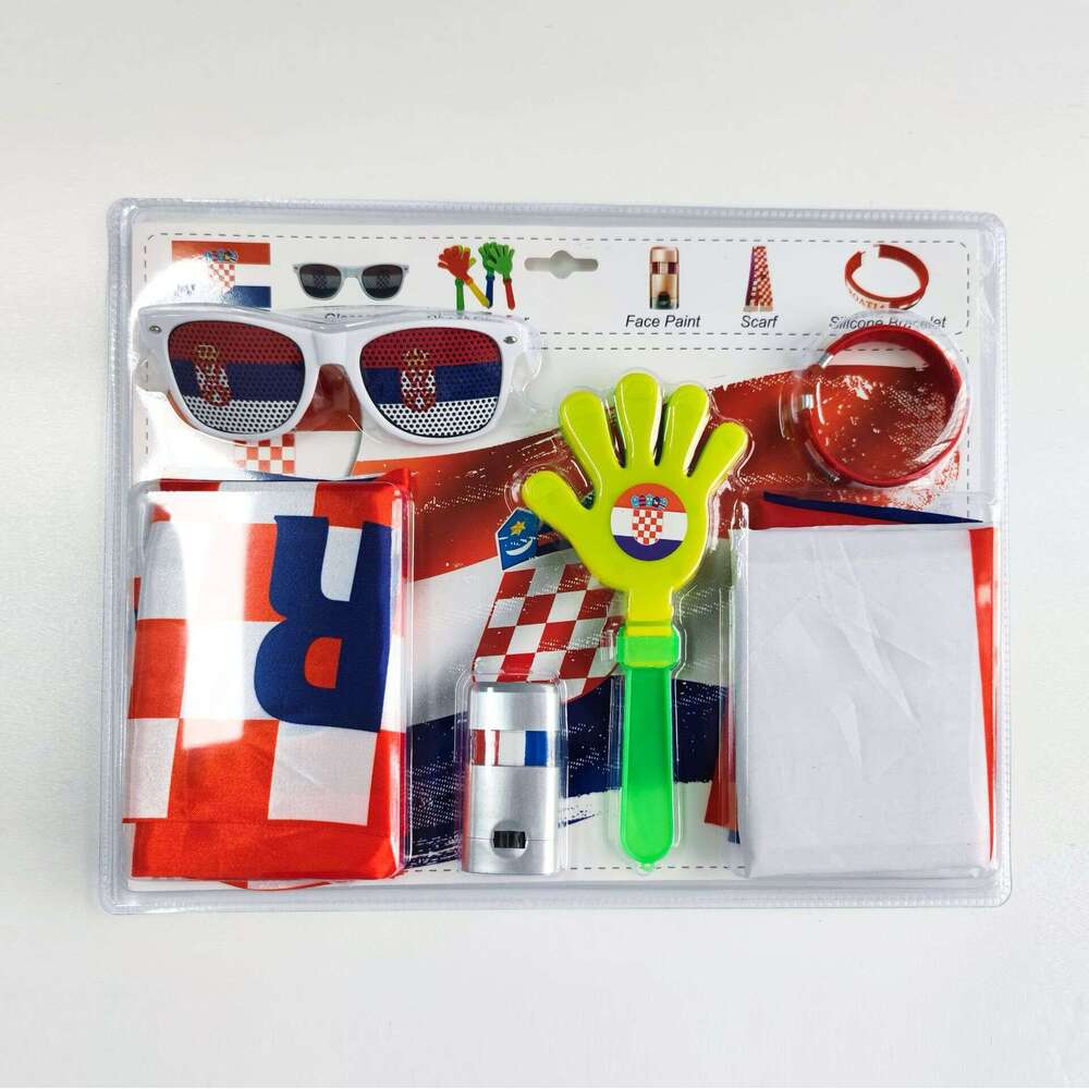 2026 National Team Fan Scarf Football Gift USA Brazil Germany England Plastic Support Set Flag Football Scarf Fan Glasses Face Paint Global Football E
